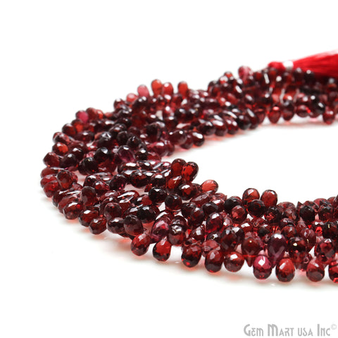 Garnet Teardrop Beads, 10.5 Inch Gemstone Strands, Drilled Strung Briolette Beads, Teardrop Shape, 6x3mm