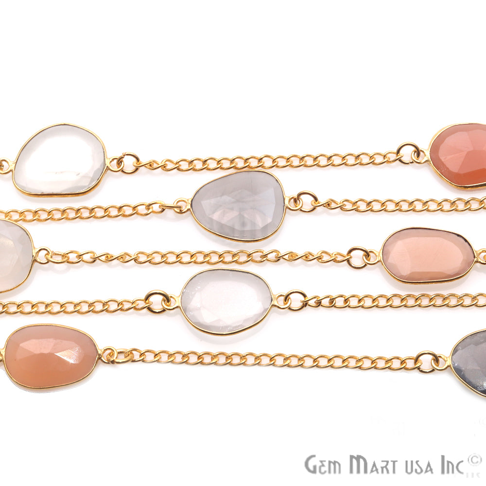 Multi Color Gold Plated 10-15mm Bezel Link Connector Chain - GemMartUSA