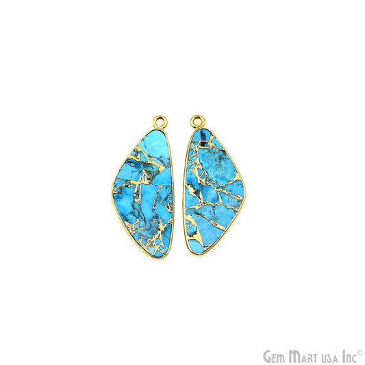 Turquoise Mohave 31x13mm Gold Plated Single Bail Earring Connector 1 Pair