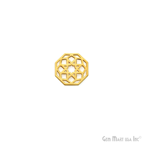 Hexagon Shape Charm Laser Finding Gold Plated 13mm Charm For Bracelets & Pendants