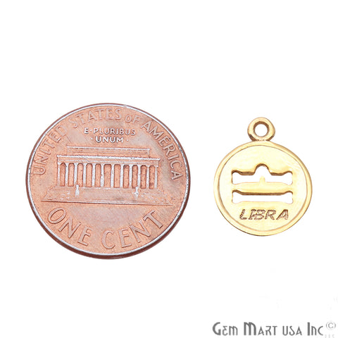 Libra Print Round Shape Gold Plated Finding Connector - GemMartUSA