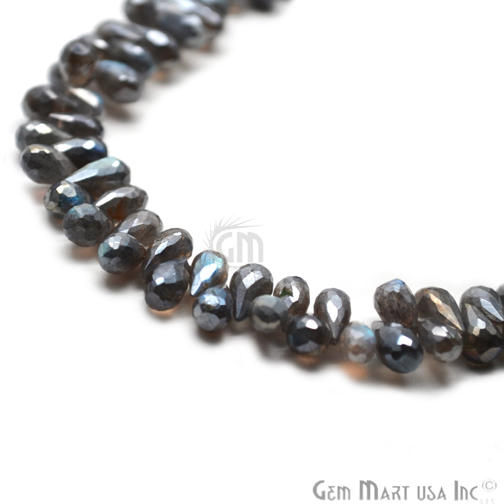 Mystique Labradorite Briolette Beads Gemstone 9x5mm Rondelle Beads - GemMartUSA