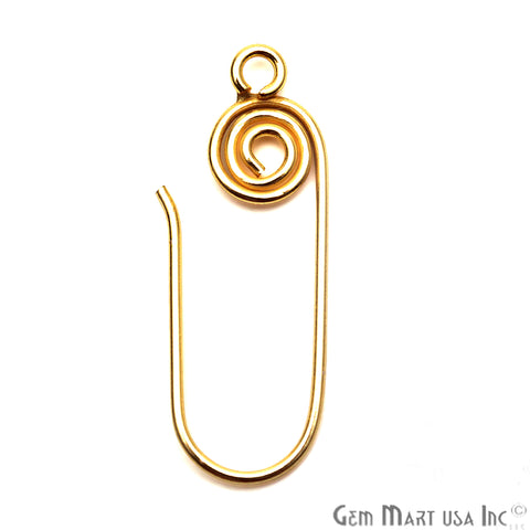 5pc Lot Of Earring Spiral Hook Finding Gold Plated Earring Supplies - GemMartUSA