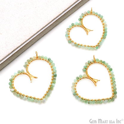 DIY Heart Shaped Hoop Beaded 57x51mm Gold Wire Wrapped Jewelry Connector