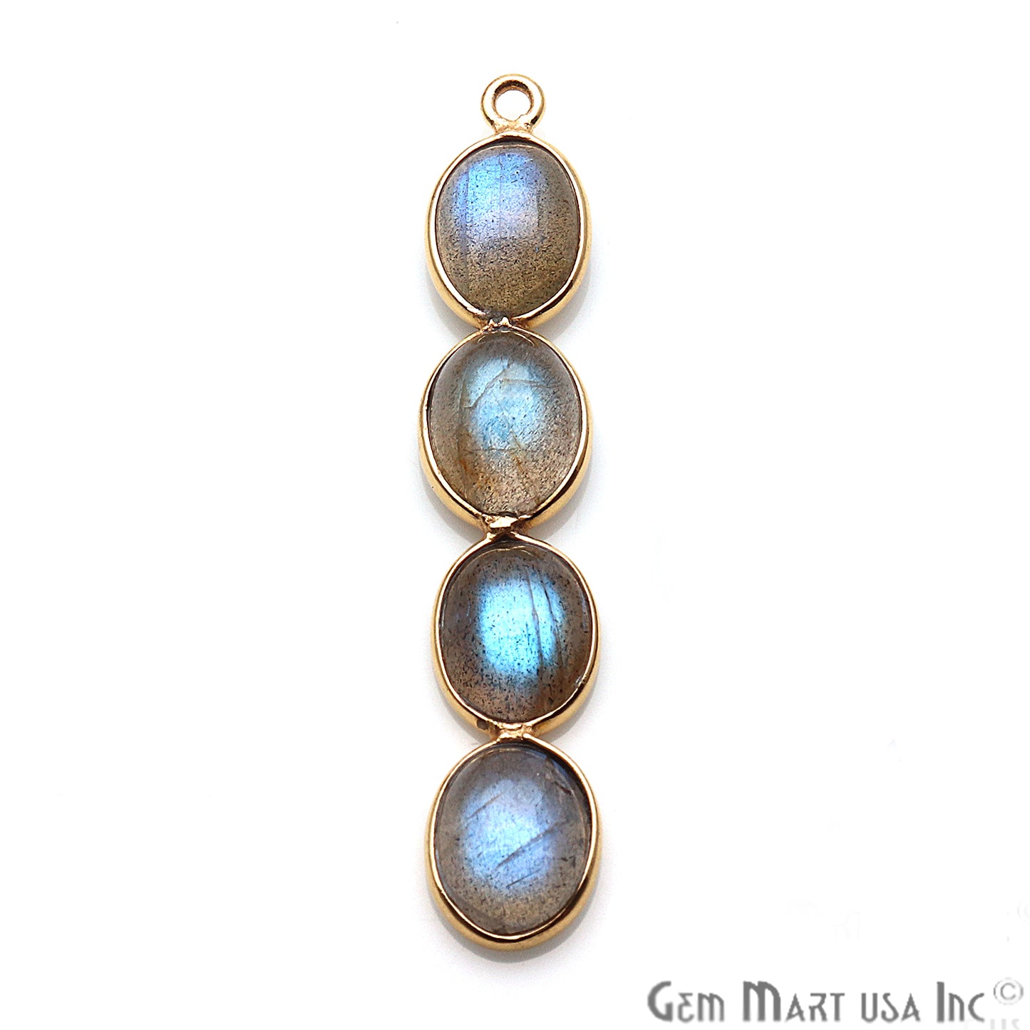 DIY, Labradorite Gold Plated 35X8mm Line Shape Chandelier Finding Component - GemMartUSA