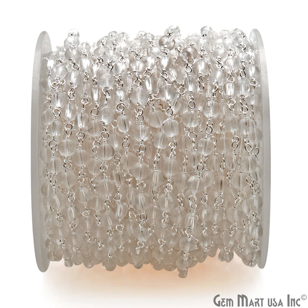 Crystal Faceted 3-4mm Silver...