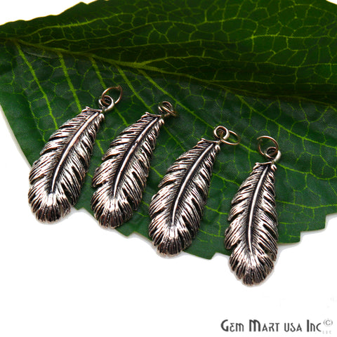 Leaf Shape Oxidized 37x14mm Charm For Bracelets & Pendants - GemMartUSA