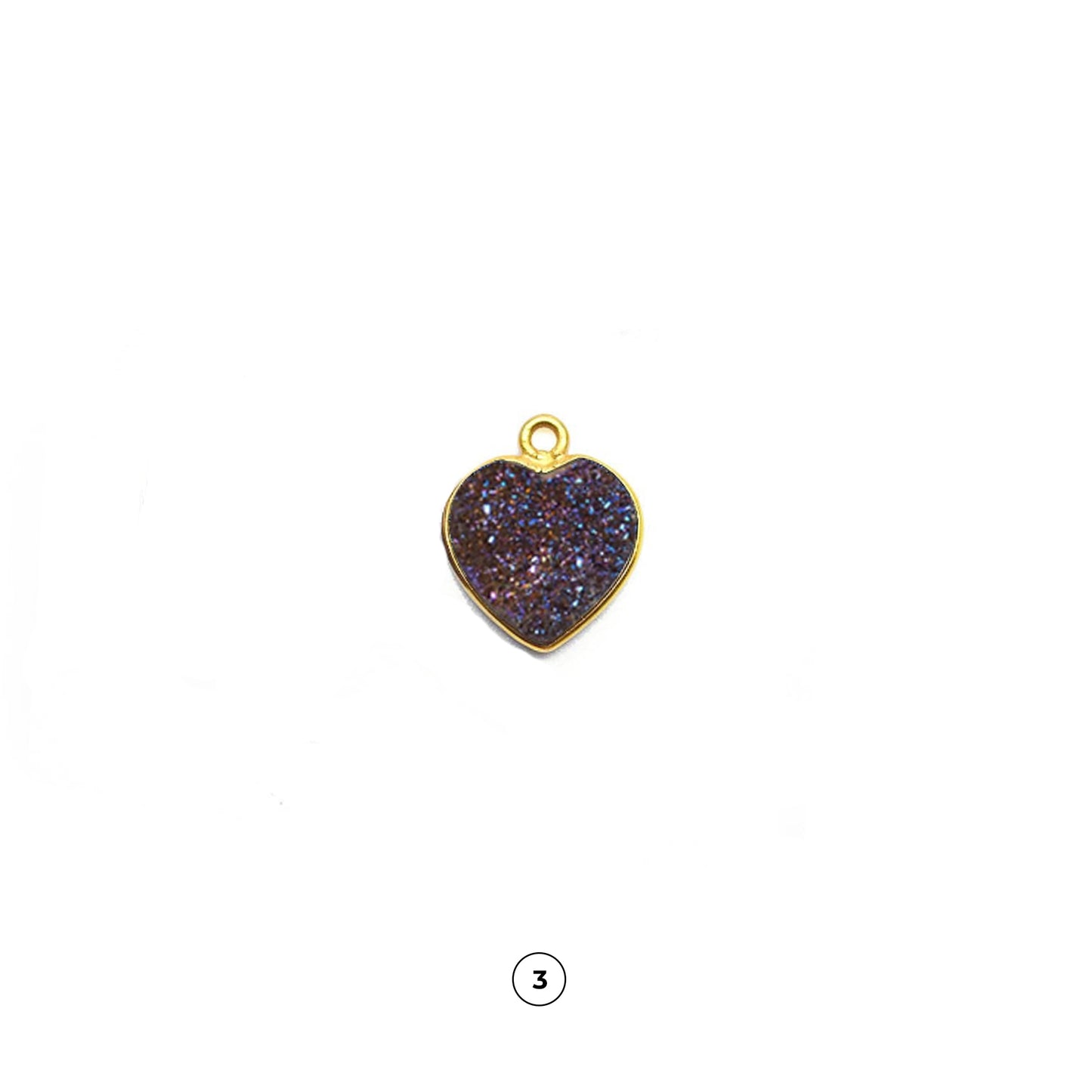 Heart 12mm Druzy Gold Plated Center Single Bail Druzy Connector