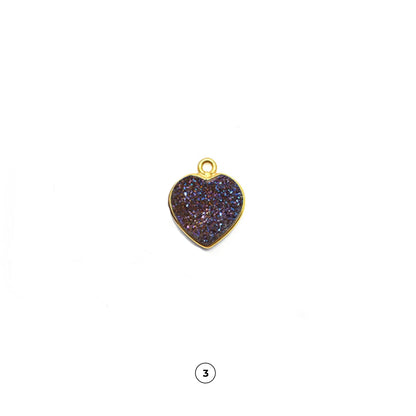 Heart 12mm Druzy Gold Plated Center Single Bail Druzy Connector