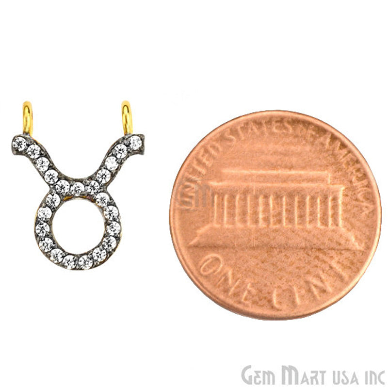Taurus' CZ Pave Gold Vermeil Charm for Bracelet & Pendants - GemMartUSA