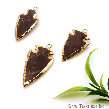 Jasper Arrowhead 24x42mm Gold Electroplated Single Bail Gemstone Connector - GemMartUSA