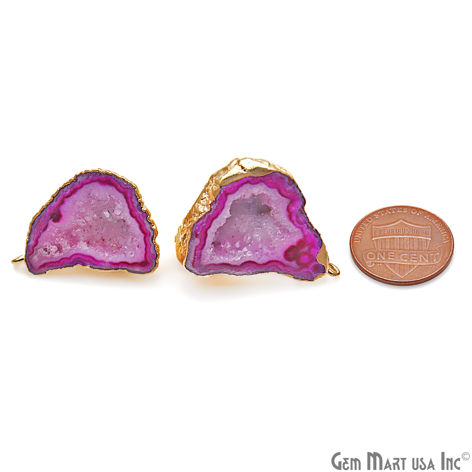 DIY Agate Slice Geode Druzy 25x30mm Gold Electroplated Loop Connector Studs Earrings - GemMartUSA