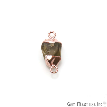 Rough Peridot Organic 18x10mm Rose Gold Electroplated Pendant Connector - GemMartUSA