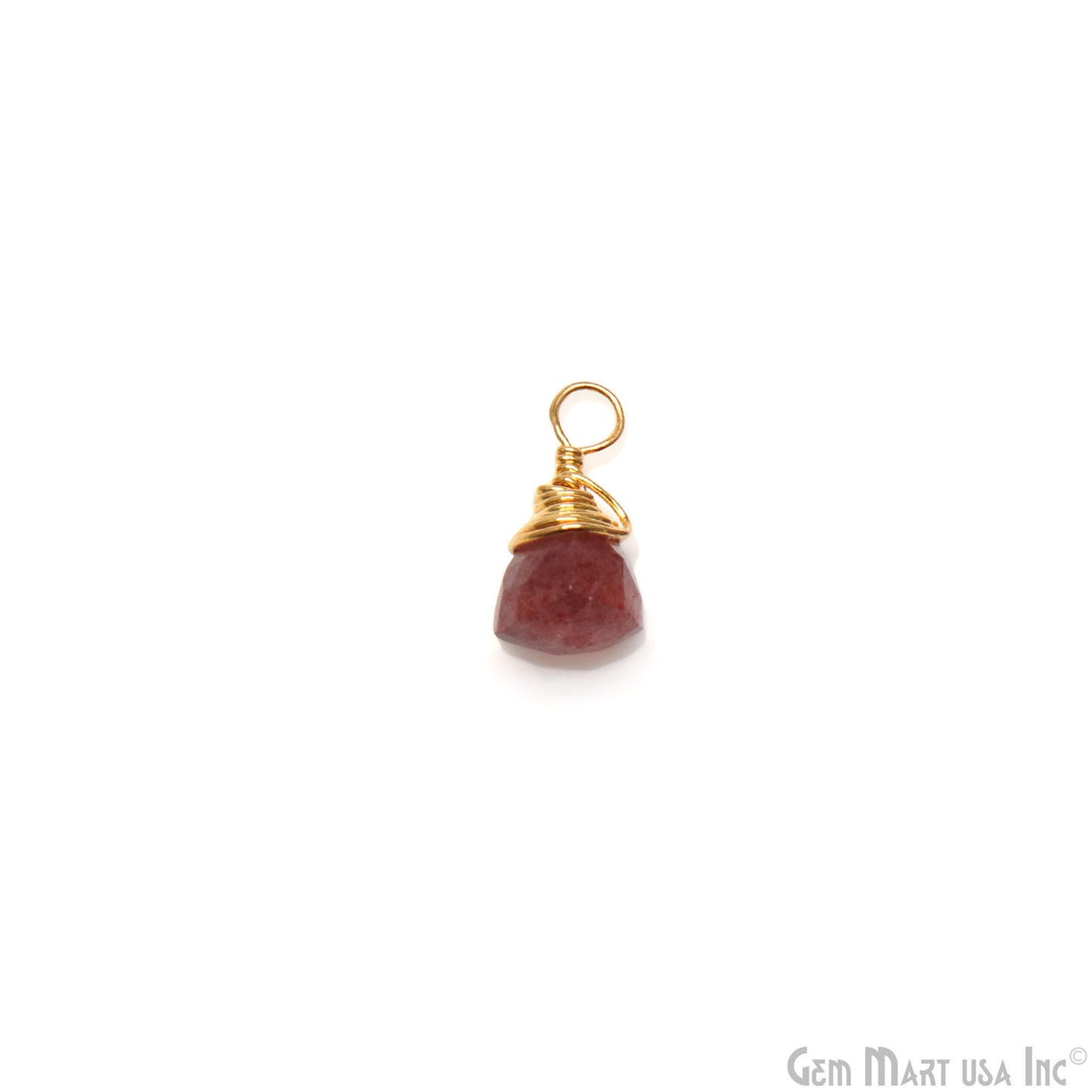 Strawberry Quartz Trillion 5mm Gold Wire Wrapped Connector