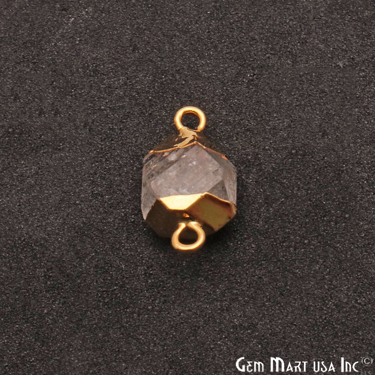 Rough Herkrimer Organic 22x10mm Single Bail Gold Electroplated Pendant Connector - GemMartUSA