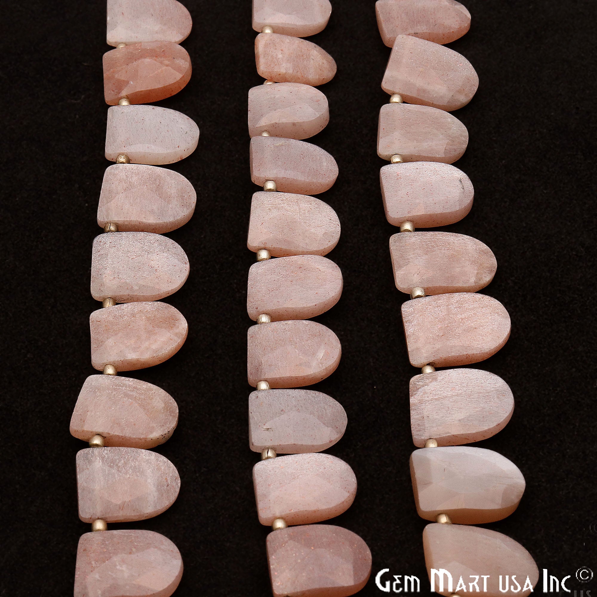 Pink Sunstone Half Round 14x10mm Crafting Beads Gemstone Briolette Strands 8 Inch - GemMartUSA
