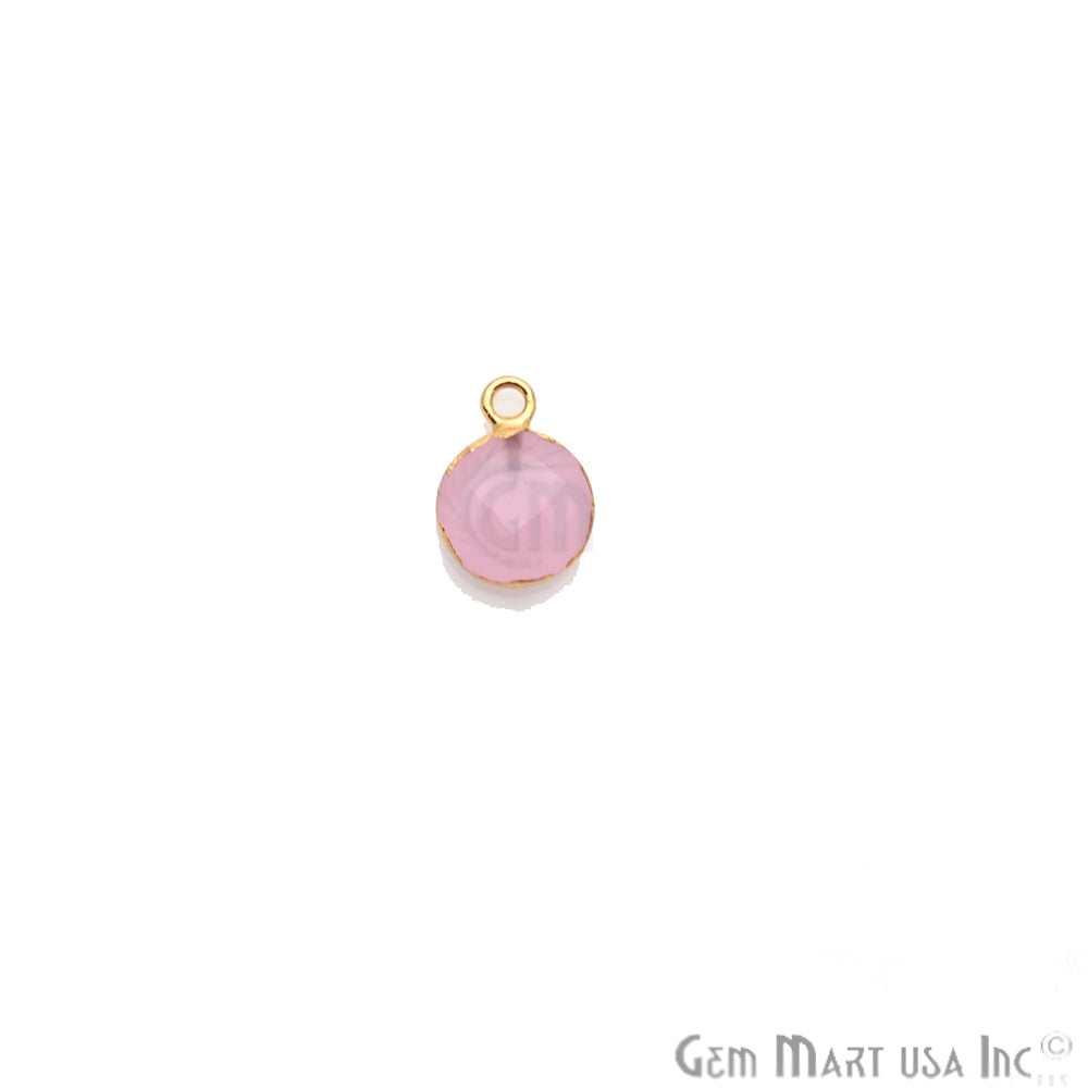 Rose Chalcedony 10mm Round Gold Electroplated Gemstone Connector (Pick Lot Size) - GemMartUSA