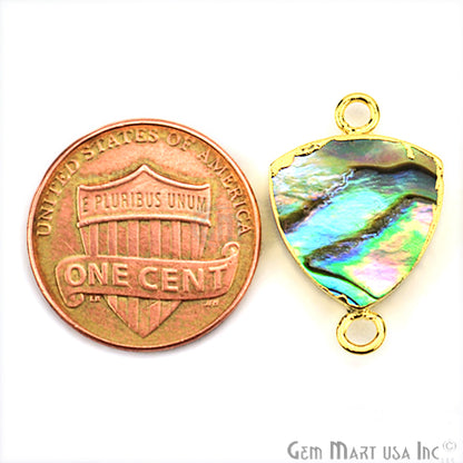 Abalone 14mm Trillion Shape Gold Electroplated Double Bail Gemstone Connector - GemMartUSA