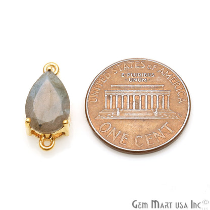 Labradorite Prong Setting Gold Plated Flashy Gemstone Connector - GemMartUSA