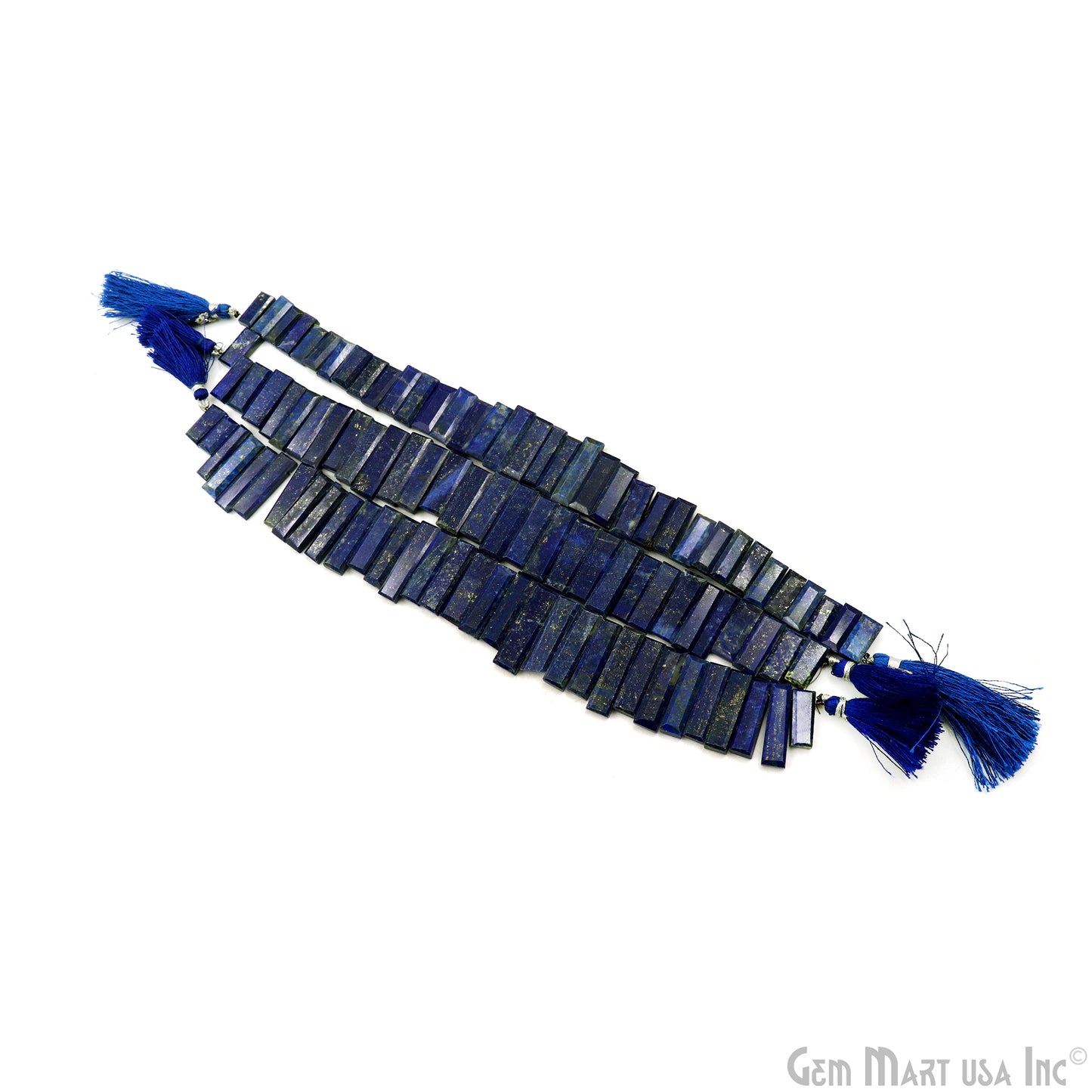 Lapis Rectangle Beads, 9 Inch Gemstone Strands, Drilled Strung Briolette Beads, Rectangle Shape, 28x10mm