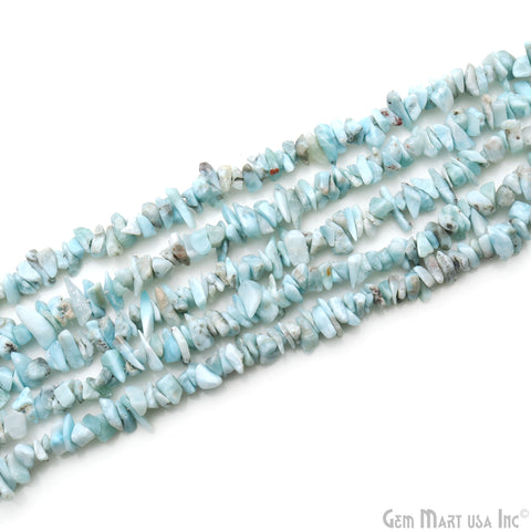 Larimar Chip Beads, 34 Inch, Natural Chip Strands, Drilled Strung Nugget Beads, 3-7mm, Polished, GemMartUSA (CHLI-70001)