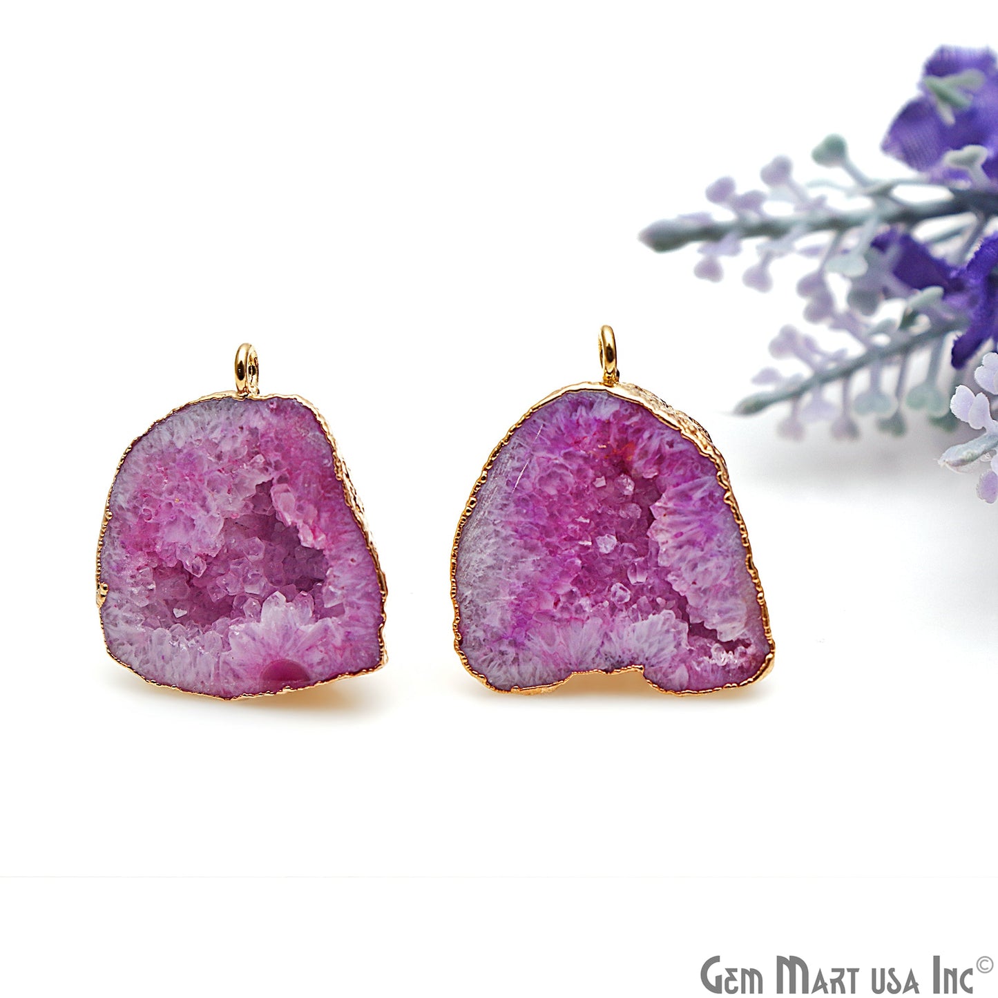DIY Agate Slice Geode Druzy Gold Edged Loop Connector Studs Earrings