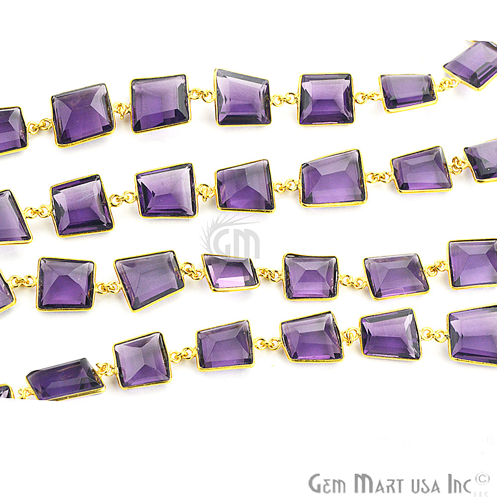 Amethyst 10-15mm Free Form Gold Plated Bezel Continuous Connector Chain - GemMartUSA (764273623087)