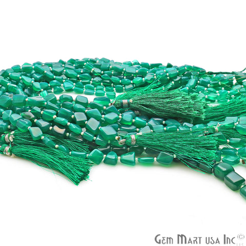 Green Onyx Free Form 9x7mm Tumble Beads Gemstone Strands - GemMartUSA