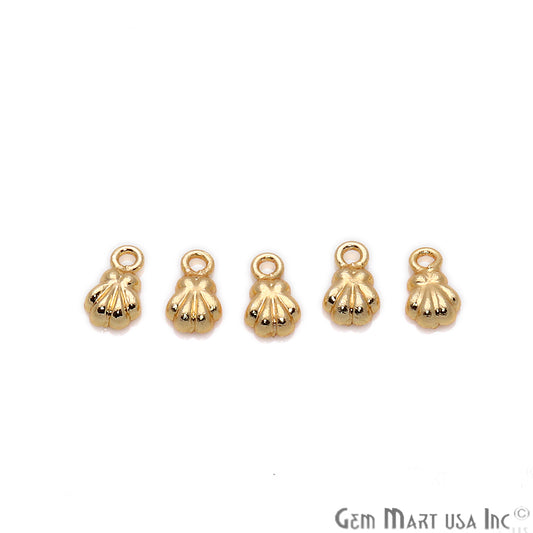 5pc Lot Seashell Finding 9x5mm Gold Plated Jewelry Making Charm - GemMartUSA