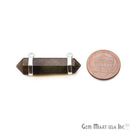 Gemstone 38x10mm Double Point Silver Plated Cat Bail Gemstone Connector (Pick Gemstone) - GemMartUSA