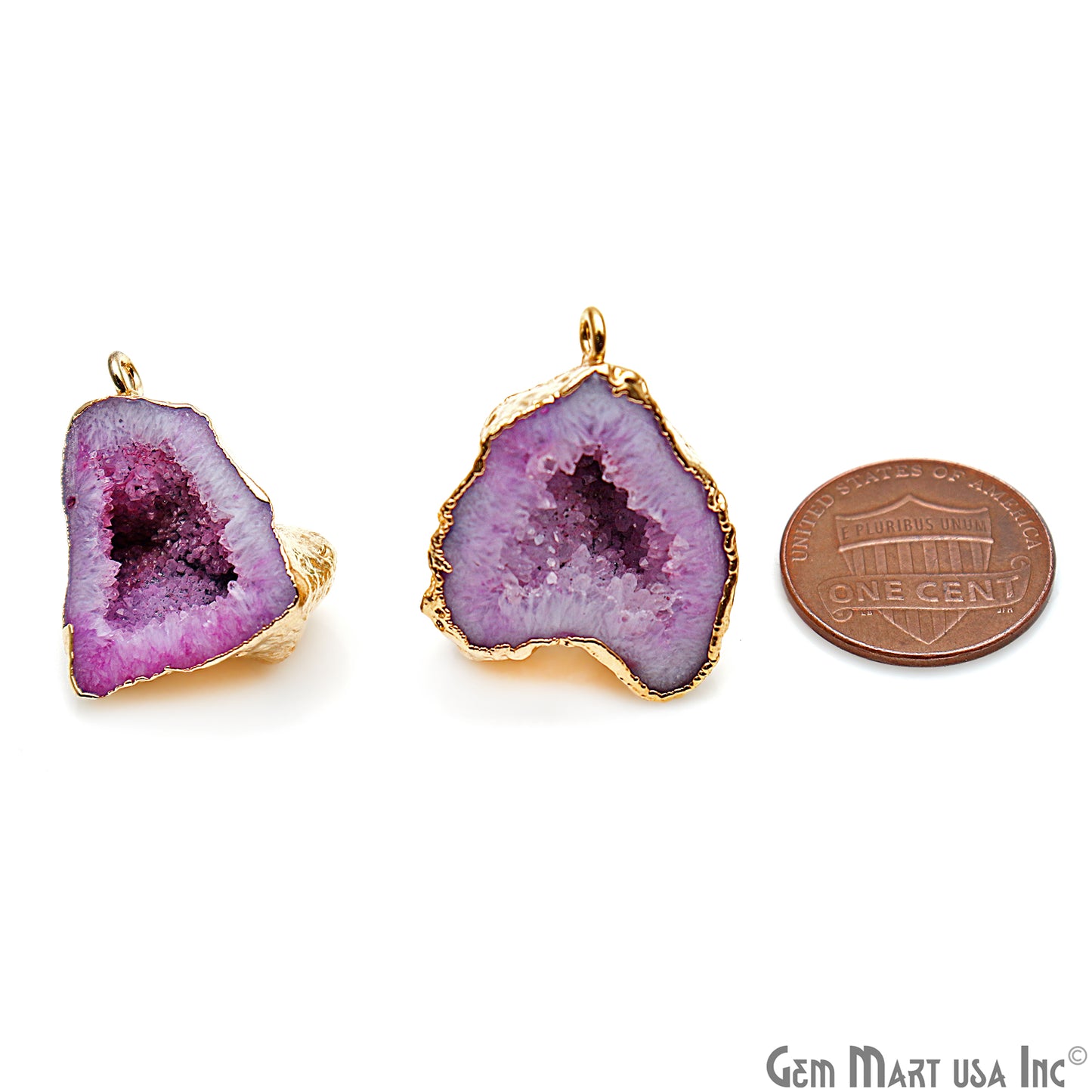 DIY Agate Slice Geode Druzy 24x19mm Gold Electroplated Loop Connector Studs Earrings - GemMartUSA