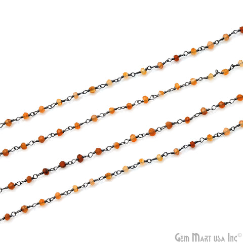 Carnelian 2-2.5mm Round Tiny Beads Oxidized Rosary Chain