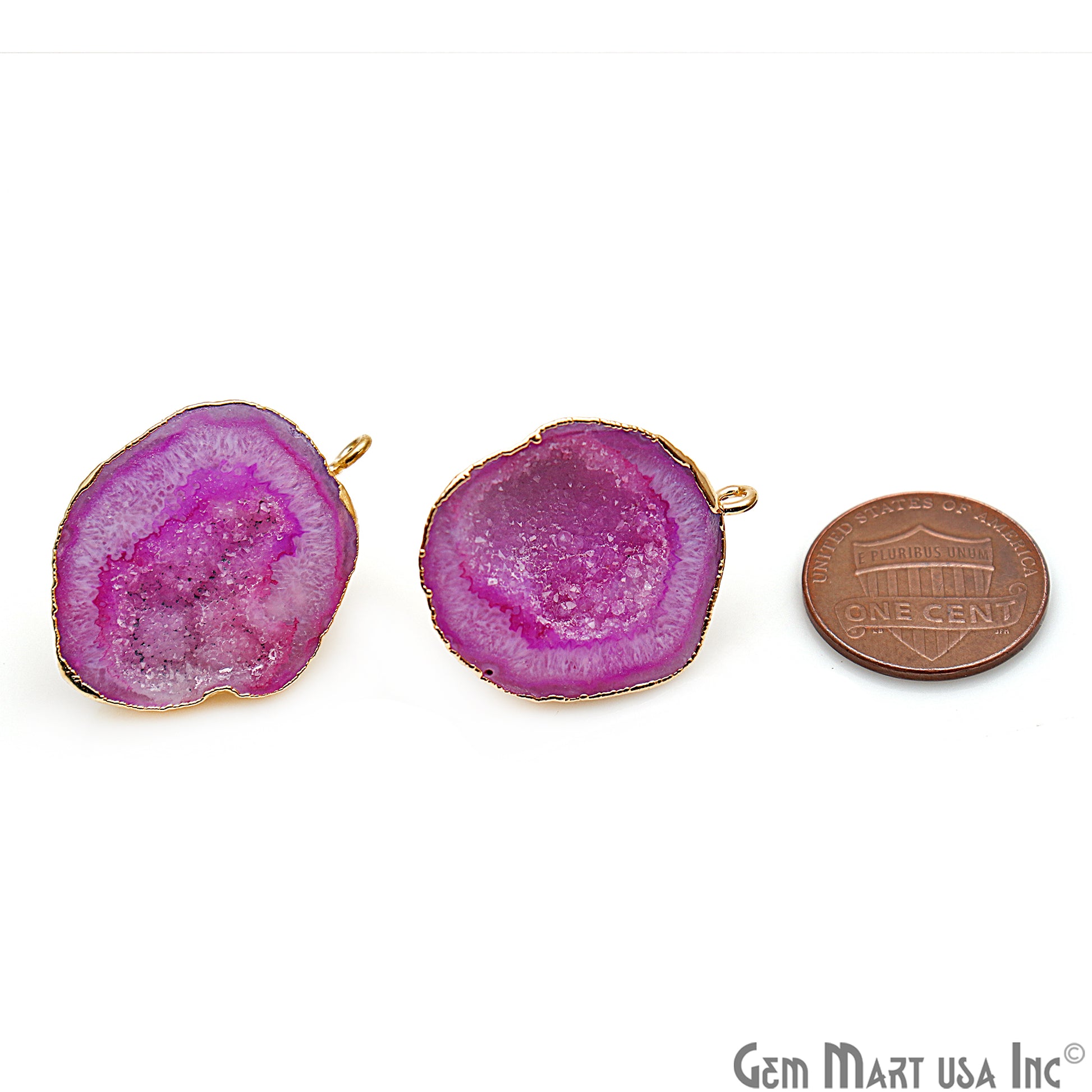 DIY Agate Slice Geode Druzy 31x21mm Gold Electroplated Loop Connector Studs Earrings - GemMartUSA