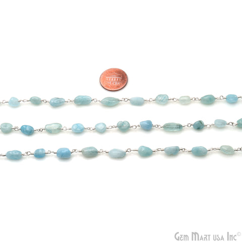 Amazonite 12x5mm Tumble Beads Silver Plated Rosary Chain