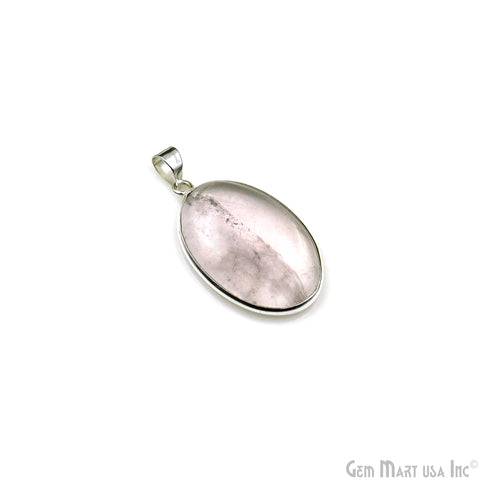 Rose Quartz Gemstone Oval 38x23mm Sterling Silver Necklace Pendant 1PC