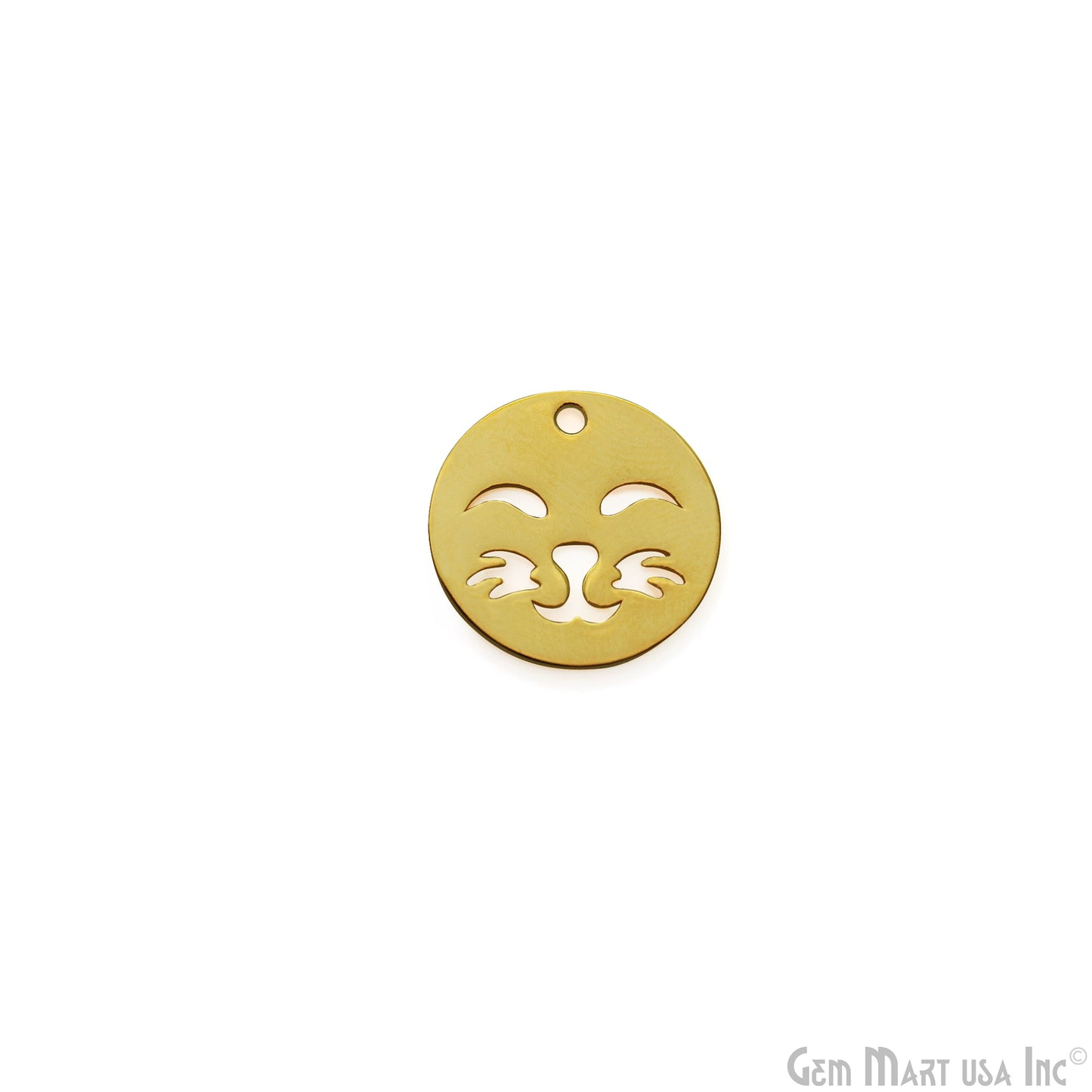 Cat Face Charm Laser Finding Gold Plated 18mm Charm For Bracelets & Pendants