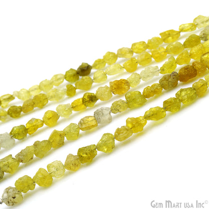 Lemon Topaz Rough Beads, 8 Inch Gemstone Strands, Drilled Strung Briolette Beads, Free Form, 7x5mm