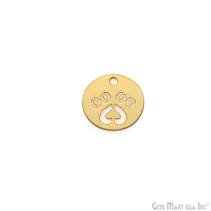 Heart In Round Shape Charm Laser Finding Gold Plated 18mm Charm For Bracelets & Pendants