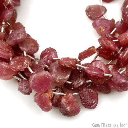 Strawberry Quartz Rough Beads, 9 Inch Gemstone Strands, Drilled Strung Briolette Beads, Free Form, 13x10mm