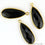 Black Onyx 11x29mm Pears Gold Plated Single Bail Gemstone Connectors - GemMartUSA