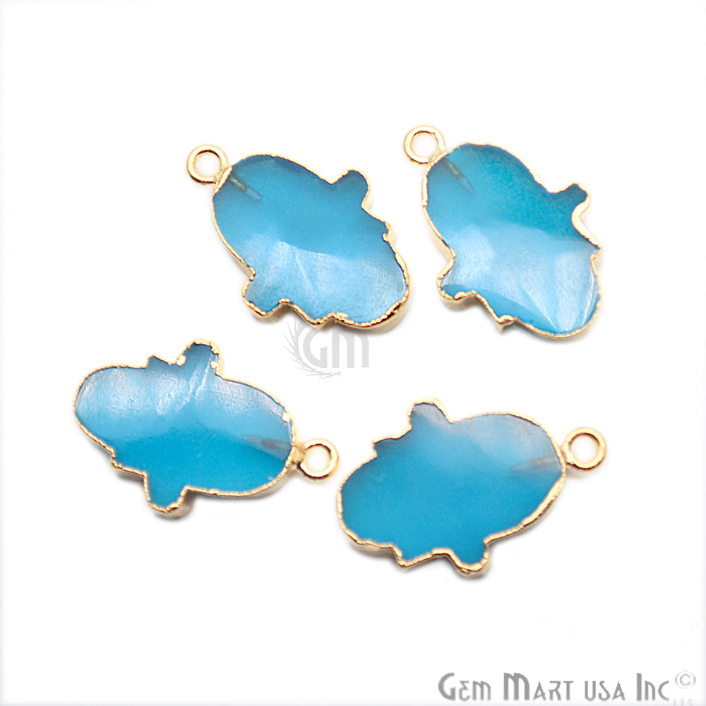 Hamsa Shape 20x15mm Gold Electroplated Gemstone Connector (Pick Your Gemstone) - GemMartUSA