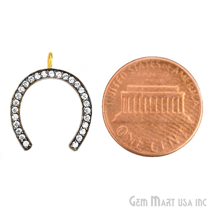 Horseshoe' CZ Pave Gold Vermeil Charm for Bracelet & Pendants - GemMartUSA