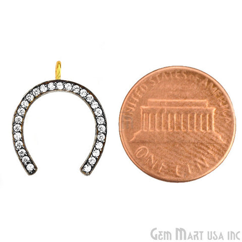 Horseshoe' CZ Pave Gold Vermeil Charm for Bracelet & Pendants - GemMartUSA