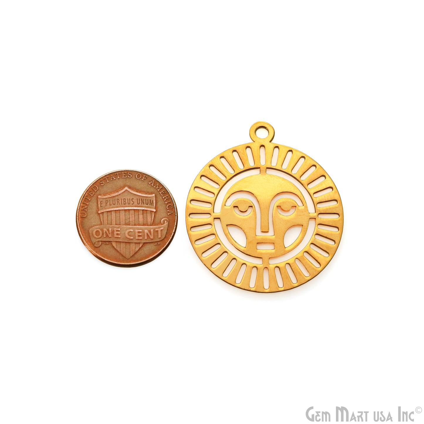 Sun Charm Laser Finding Gold Plated 34.5x30mm Charm For Bracelets & Pendants