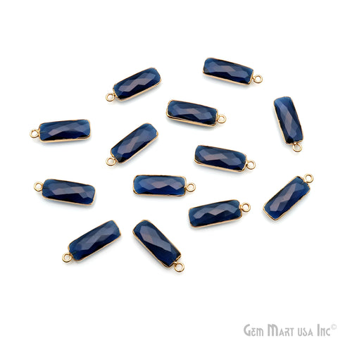 Iolite Rectangle 25x8mm Gold Electroplated Single Bail Gemstone Pendant Connector
