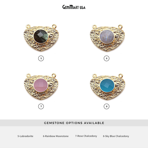 Gemstone Trillion Gold Plated Cat Bail Connector 1PC
