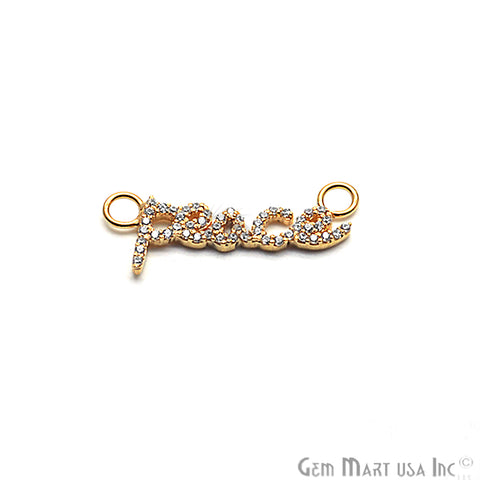 Cubic Zircon Pave 'Peace' Letter Gold Vermeil Charm For Bracelet & Pendants - GemMartUSA