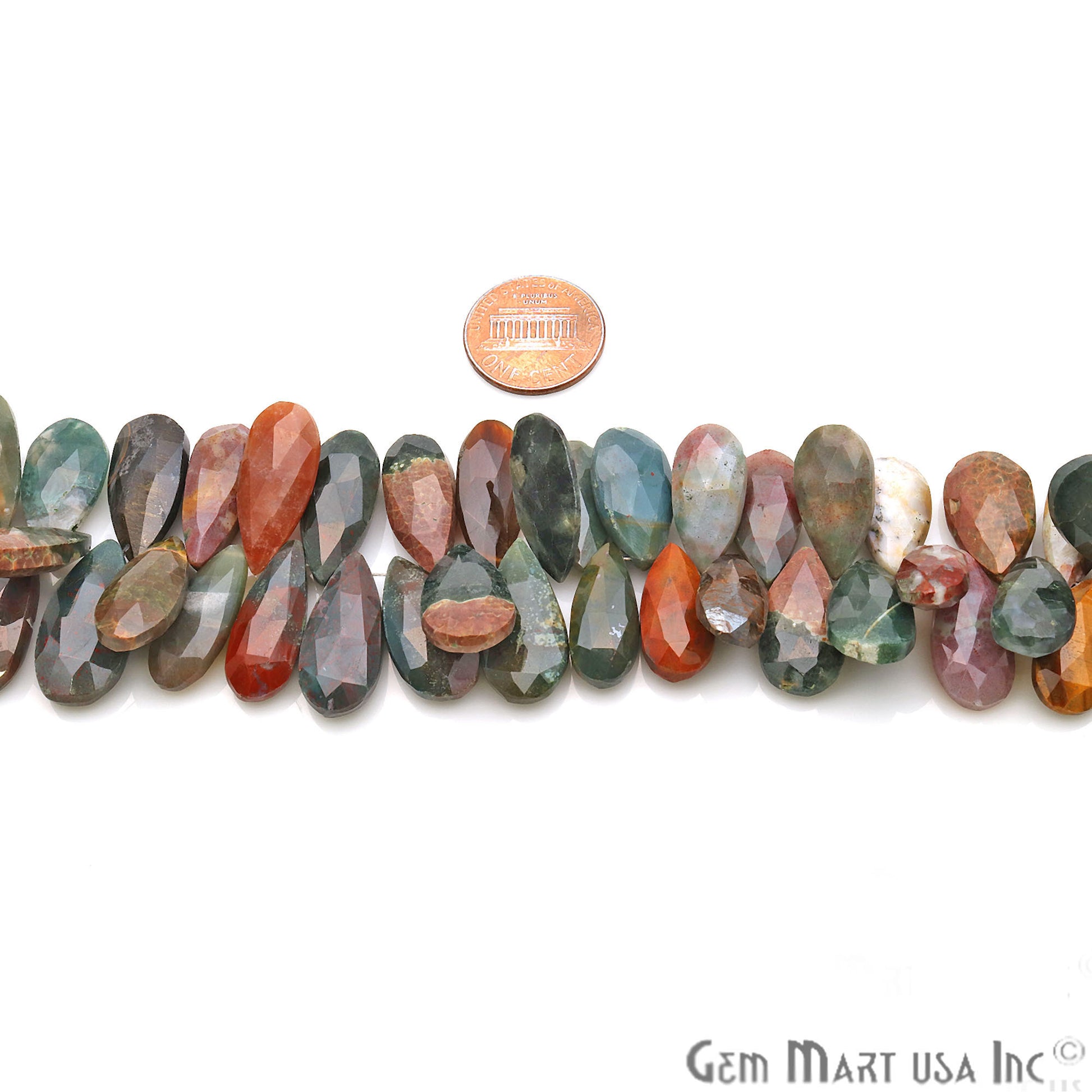 Indian Agate Pears 17x11mm Crafting Beads Gemstone Briolette Strands 8 Inch - GemMartUSA