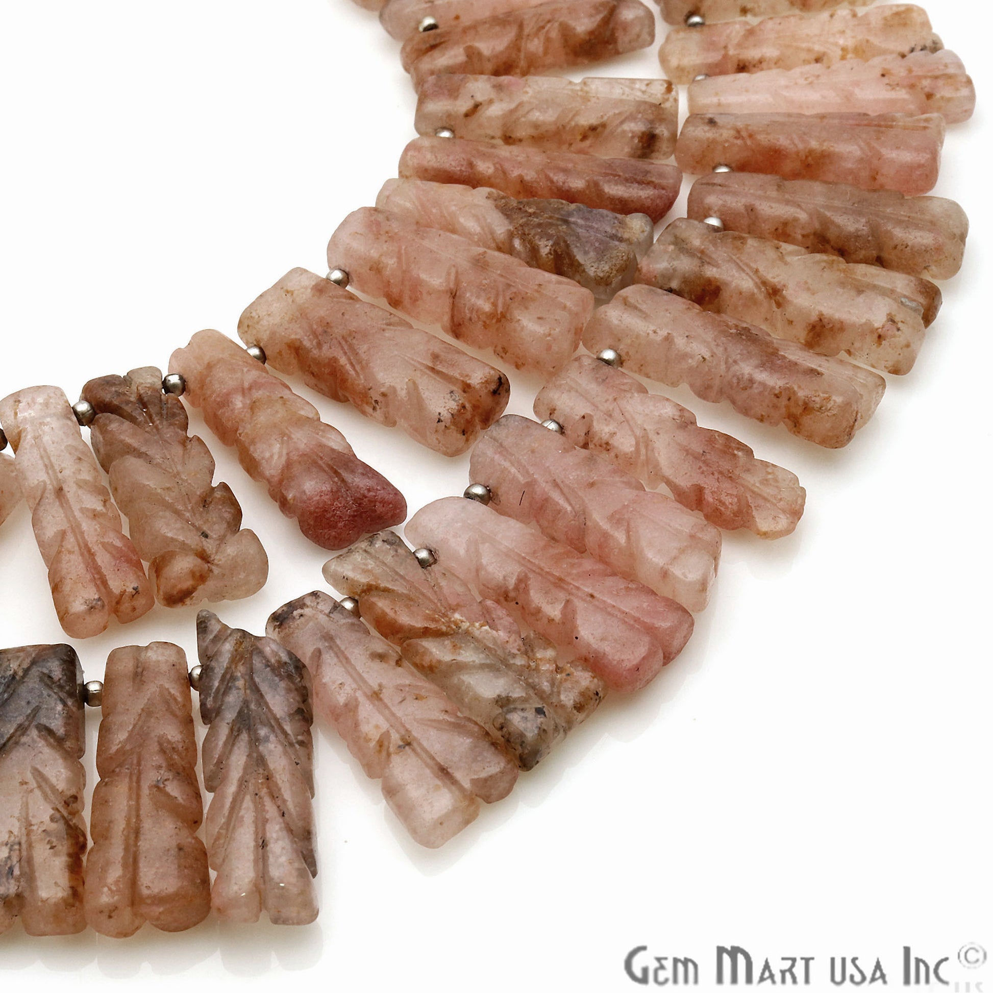 Rhodonite Rectangle 30x10mm Crafting Beads Gemstone Briolette Strands 8 Inch - GemMartUSA