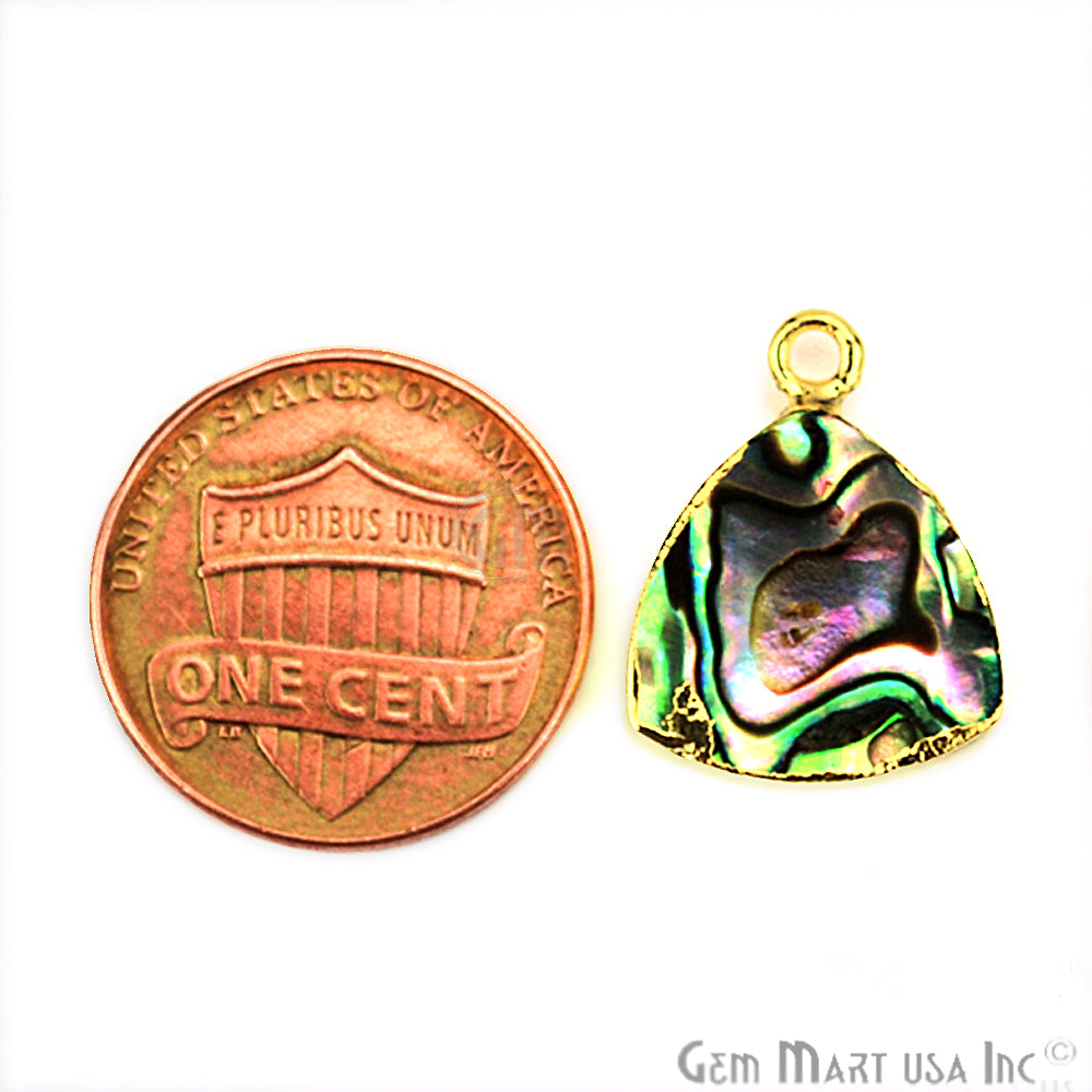 Abalone Shell 14mm Trillion Shape Gold Electroplated Gemstone Connector - GemMartUSA